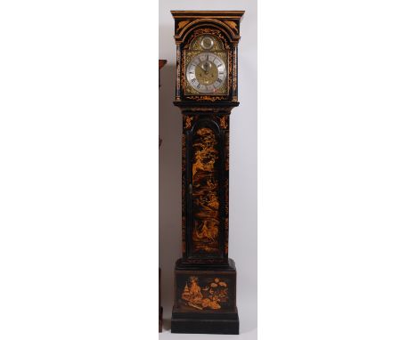 Richard Rayment fecit St Edmunds Bury - mid-18th century chinoiserie lacquered longcase clock, with rise-and-fall regulation 