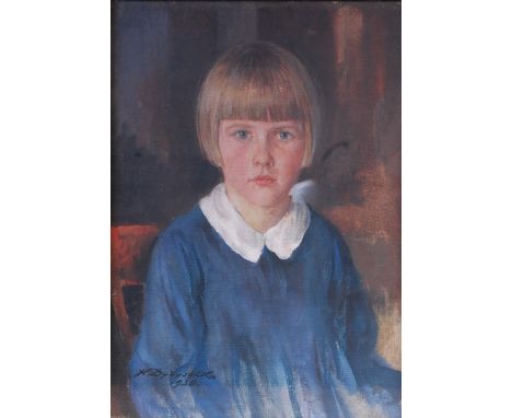 Konstantin Dydyschko (Russian 1876-1932) - Half-length portrait of a seated child with white collar, oil on canvas, signed an