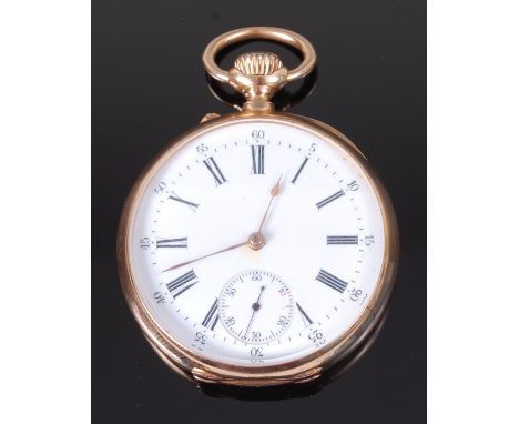 A Vacheron & Constantin yellow metal cased gents open faced pocket watch, the back cover with finely engraved armorial, havin