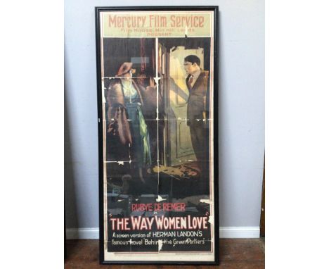 A very large silent movie poster in colour ‘Rubye De Remer in The Way Women Love’ by Mercury Film Service, lithograph, glazed