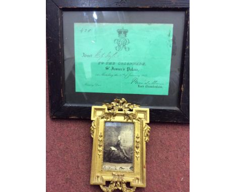 A printed ticket to the wedding Victoria the Princess Royal, 25th Jan 1858, together with a signed photograph of Victoria Emp