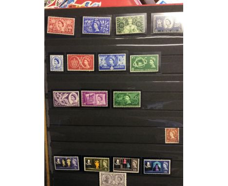 SG GB loose-leaf album, and two stock albums, partially filled with QEII u/m and u/used 