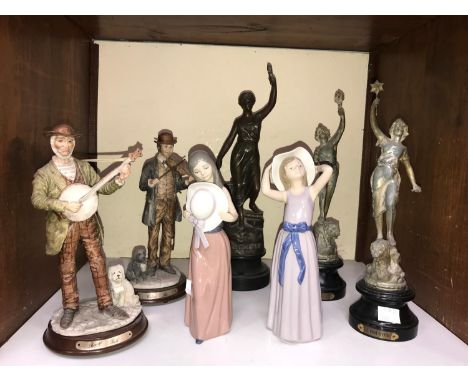 SECTION 9.  Lladro porcelain figures 'Trying on a Straw Hat' No. 5011, 'Bashful Girl With Straw Hat' No. 5007, together with 