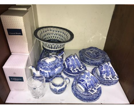 SECTION 7.  A Copeland Spode's Italian blue and white teawares including six-each cups, saucers, sandwich plates and cake pla