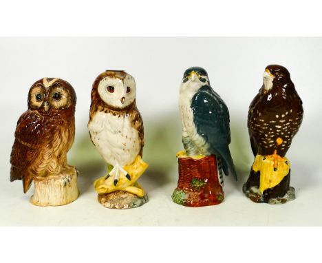 Beswick for Beneagles Sealed Scotch Whisky Decanter Tawny Owl &amp; similar Royal Doulton Buzzard, Barn Owl &amp; Falcon(4) 