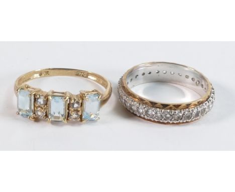 Two 9ct gold gem set rings, sizes N &amp; K, 3.9g. 
