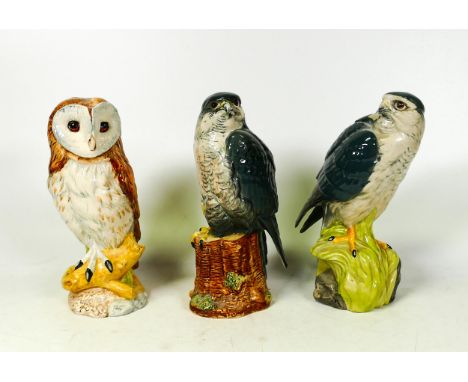 Beswick for Beneagles  Scotch Whisky Decanters Merlin, Falcon &amp; Royal Doulton Barn Owl (3) 