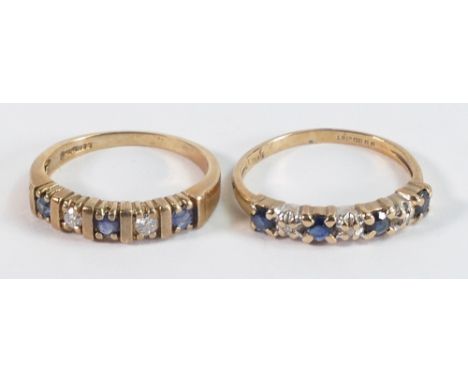 Two 9ct gold gem set rings, sizes J &amp; K , 3.4g. 