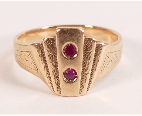 18ct gold &amp; ruby ring size S/T, marked 18c and tested as 18ct gold.  Gross weight 6.31g. 