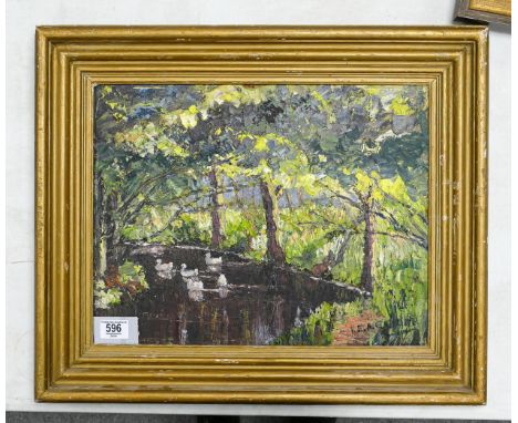 K Crozier oil painting on board, bearing original ROI part label to reverse.  Measuring 34.5cm x 44.5cm excluding slip &amp; 