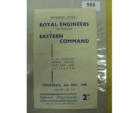 1945/46 Royal Engineers v Eastern Command, a programme for the game played at Tottenham on 06/12/1945.