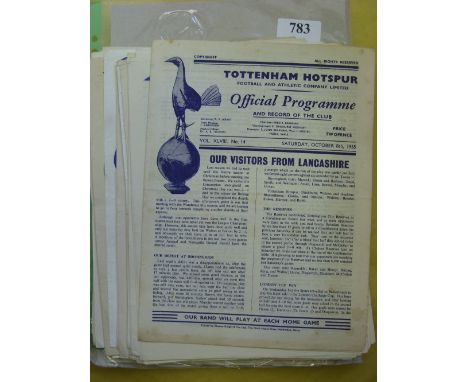Tottenham Hotspur, a collection of 87 home programmes in various condition, duplication noticed, 1955/56 (17), 1956/57 (2), 1