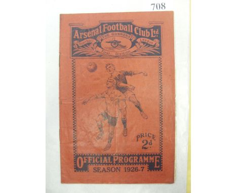 1926/27 Arsenal v Liverpool, a programme from the FA Cup tie played on 19/02/1927, folded.