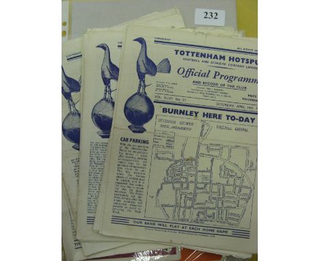 Tottenham Hotspur, a collection of a 100 programmes, mainly homes, but also includes a few away reserve issues, including 195
