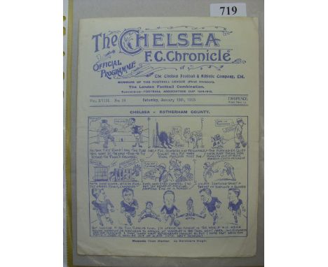 1922/23 Chelsea v Rotherham County, a programme from the FA Cup tie played on 13/01/1923.