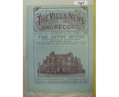 1928/29 Aston Villa v Arsenal, a programme from the game FA Cup tie played on 02/03/1929, also includes the home reserve game