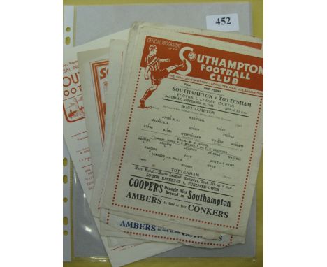 Southampton, a collection of 11 home programmes, 23/09/44 Tottenham, 1945/46 Millwall, Charlton, Coventry, Leicester, WBA, 19