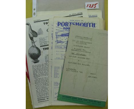 A collection of football and other sporting programmes, includes football (19) 10/12/1942 Old Contempibles, Colchester Cup S/