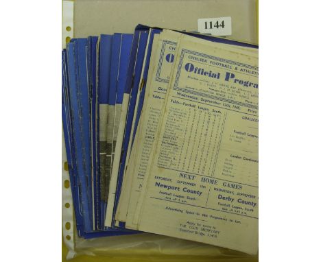 Chelsea, a collection 41 home programmes from 1945/46 to 1953/54, the season split is 1945/46 (5), 1946/47 (1), 1947/48 (2), 