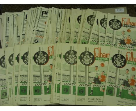 Fulham, a collection of 112 home programmes, 1949/50 (20) including Brentford (Friendly) S/S, 1950/51 (18) including Dinamo Y