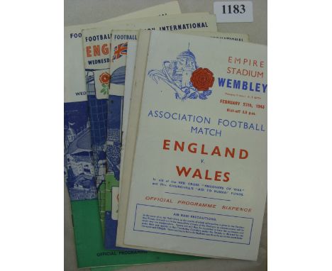 England, a collection of 6 home programmes, 27/02/43 Wales, 26/05/45 France, 05/11/47 Ireland (At Everton), 1951 Argentina (w