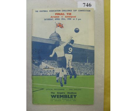 1950 FA Cup Final, Arsenal v Liverpool, a programme from the game played at Wembley on 29/04/1950, the centre page is autogra