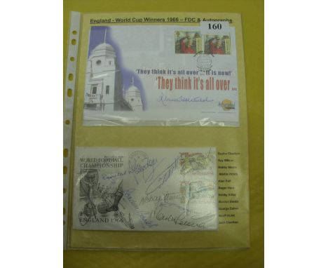 1966 World Cup, a first day cover signed by all 11 players, including Bobby Moore, plus an autographed edition commemorative 