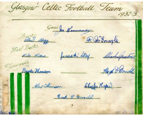 1932/33 Glasgow Celtic, a large album page signed by 11 players, on reverse, 10/10/1932 the English FA team, with 13 autograp