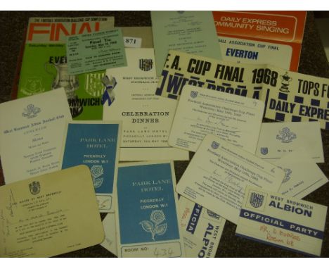 1968 FA Cup Final, Everton v West Bromwich Albion, a programme, a programme of arrangements, an unused ticket (the rare pass 