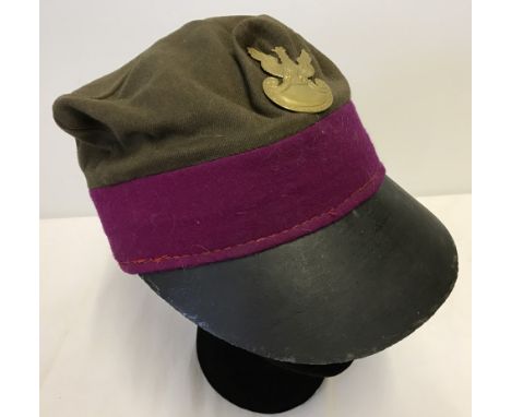 Polish Army cap with purple band and badge  
