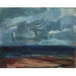 Continental School, second half 20th century, oil on canvas - Beach View, indistinctly signed, unfra
