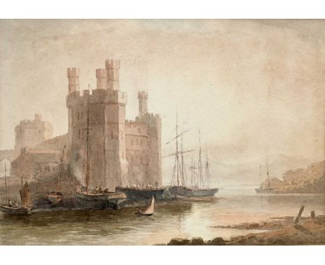 R. H. Bailey, 1920s watercolour - Caenarven Castle, signed and dated 1920, 18cm x 26cm, mounted