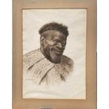 Gerard Bhengu, watercolour portrait of a chieftain