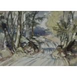 Albert Ribbans (1903-1966) watercolour - Landscape, signed and dated 1963, 24cm x 32cm, in glazed fr