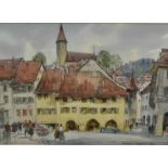 Albert Ribbans (1903-1966) watercolour - Townscape, signed and dated 1962, 24cm x 32cm, in glazed fr