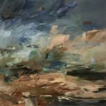 Louise Balaam (b.1974) oil on canvas - 'Deep blue over Zennor', signed and titled verso, 60cm x 60cm