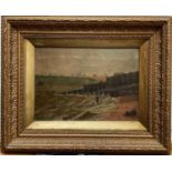 Three oil paintings in gilt frames