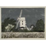 David Gentleman (b.1930) lithograph - Saxted Windmill, printed signature and date '66, in glazed fra
