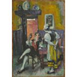 Alfred Aaron Wolmark (1877-1961) oil on panel - Figures in a Tavern, signed, 51cm x 35cm, in gilt fr