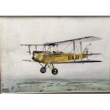 Stanley Orton Bradshaw (1903-1950) watercolour- Bi-plane in flight, signed and dated 1935, 21cm x 31