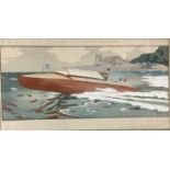 Aldelmo, French, early 20th century, hand coloured lithograph - "Santos Despujols", 1913, 41.5cm x 7