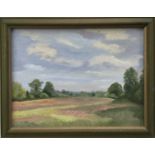 Geoffrey Mieville, contemporary, oil on board - Suffolk Landscape, framed