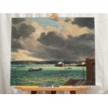 Frank Jameson, oil on canvas, 'The Gale', Cornish scene