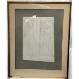 Ben Nicholson, 1960s-1970s print entitled verso "Urbino, Footsteps in the Dust", 62cm x 48cm, in gla