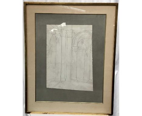 Ben Nicholson, 1960s-1970s print entitled verso "Urbino, Footsteps in the Dust", 62cm x 48cm, in glazed gilt frame