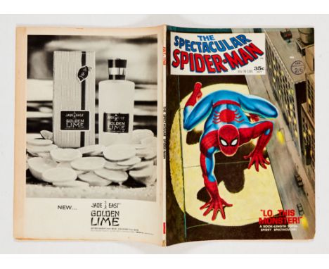 Spectacular Spider-Man Magazine 1 (1968). One inch lower spine split, tiny cover lower corner piece missing, back cover dust 