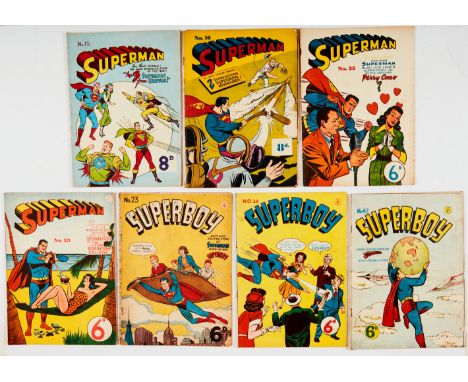 Superman (K. G. Murray Australia/UK 1950s) 15, 16, 22, 23. With Superboy 23 [gd], 36, 47 [vg/fn] (7)
