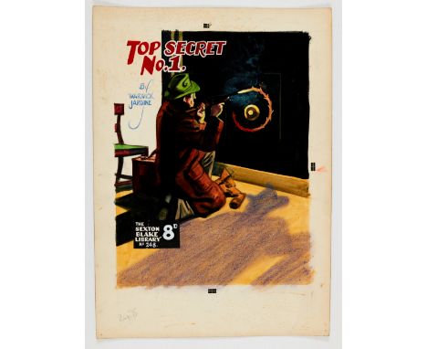 Sexton Blake/Top Secret No 1 original cover artwork by Eric Parker from Sexton Blake Library No 248 (1954) from the Eric Park