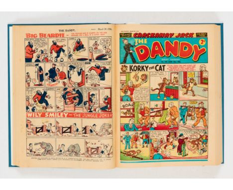 Dandy (1956) 737-788. Complete year in bound volume. Korky, Desperate Dan, 1st Black Bob picture series, Crackaway Jack by Pa