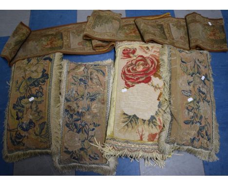 A Collection of Four Tapestry Scatter Cushions and a Wall Hanging 